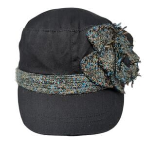 Scala Pronto Fitted Cadet Army Cap Solid Black One Size Embellished